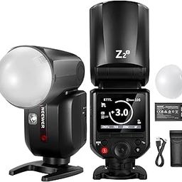 NEEWER Z2-C 2.4G TTL Round Head Flash Speedlite Compatible with Canon Cameras, 76Ws 1/8000s HSS with Diffuser, 2 Modeling Lamps, Upgraded UI, TTL/M Toggle Key, 3000mAh Battery, 600 Full Power Flash-45