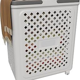MBKOH 45 Litres Laundry Basket Plastic/Multipurpose Laundry Bag for Clothes/Durable Clothes Basket & Basket for Clothes Storage/Foldable & Space-Saving Laundry Basket (White)-image-62