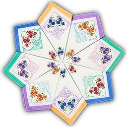 100% Pure Cotton Mutlicolor Floral Pattern Hankies - (Size 25 x 25 cm)-image-44
