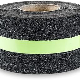BlueBeems Anti-Slip Traction Tape I Non-Slip Glow in The Dark I Best Grip Abrasive Adhesive I Black & Green Glowing Sticker for Indoor Outdoor Stair Tread Step & Slippery Surfaces - 50mm X 5 Meter-image-58