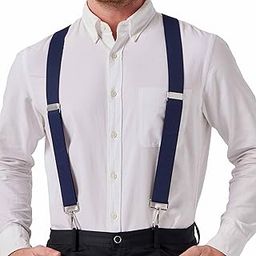 Men's X-Back Suspenders with Four Swivel Hooks - Stylish and Durable 1 3/8" Wide Elastic Straps-image-53