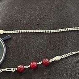 Decorative Eyeglass Chain with Red Beads, Silver Ball Chain, Glasses Holder Necklace-image-66