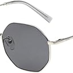|Silver Full Frame Round Sunglasses|100% UV Protected (Uv 400) Grey Lens|Men's & Women's|Small|M32031-002C 53 S-picture-56