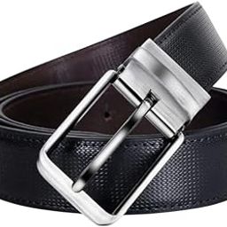 Reversible Leather Belt, Black and Brown, Formal Casual Style with Metal Buckle-image-73