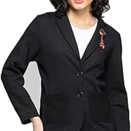 Black Notch Lapel Collar Solid Long Sleeves Casual Knit Blazer for Women-image-18
