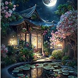 TREXEE Landscape Diamond Painting Kits for Adults & Kids - DIY 5D Diamond Painting Moon Night Diamond Art Kits for Adults, Diamond Paint By Numbers Round 5D Scenery Gem Art Kits for Adult DIY Crafts Kits Gift Home Wall Decor Gifts (16x12inch) Unframed-image-97