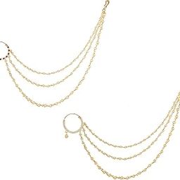 Exquisite Traditional Ethnic Bridal Nose Ring/Nath Adorned with Elegant Pearl Chain for Women and Girls(A_RC-ADNR-006)-11