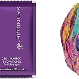 SATINIQUE 2-in-1 Shampoo and Conditioner Sachets (30 sachets in a box) and multicolor hair/head band [ASSORTED] - COMBO-3