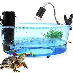 Jainsons Pet Products Blue Turtle Tank Plastic Plant Habitat Reptile Aquarium Tortoise Turtle Breeding Box Platform Medium Large Aquarium, Vivarium Turtle Basking Tank 22x14.5x8 Inch-image-17
