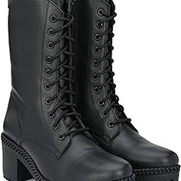 Womens Black Mid Top Boots 62172-image-36