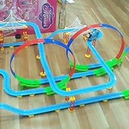 Kiditos Electric Powered Train Track Set Motorized Engine DIY Self-Assemble Multi-Level Track Builder Set (162 Pcs) with Realistic Sound & Flashing Lights for Kids Boys & Girls Ages 3+ Years-1
