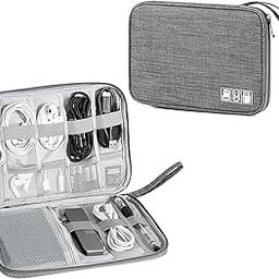 Nylon Single Layer Electronic Gadget Organizer Case, Tech Kit Accessories Organizer Professional Bag With Mobile Stand - 25 X 19 X 2 Cm - Grey - Model 1-0