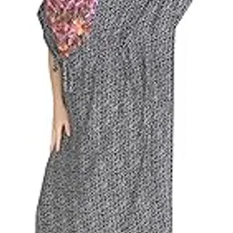 ukal Women's Kaftan Dress Ladies Sleepwear Night Gown V-Neck Night Wear (Free Size)-picture-45