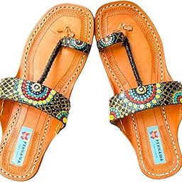 Ratrani Original Kolhapuri ethnic flats for Women | Leather fancy kollapur chappal | Stylish ladies Bohemian sandal | Traditional kolapuri footwear | colapuri for girls | Black color-image-70