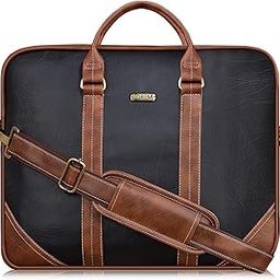Black & Tan Color Faux Leather 10L Messenger Bag For Men & Women BG43-CMC-16