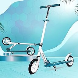 Kidsmate StreetJet Kick Scooter for Aged 6 Years and Above | Kids & Adult Scooter | 2 Wheel Scooter, Foldable Design, 3 Adjustable Height Options with Rear Braking Kick Scooter-Max Load 80kg (White)-69