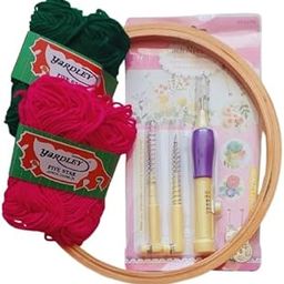 Bharat Embroidery PunchNeedle Pen with 3 Needle sizes with 8 Inch Wooden Hoop , 2 colour Woollen Thread for Chrochet Knitting, Knitting Needle Tool For Beginners, DIY Craft Projects, (PunchNeedle + Hoop + Woollen Thread 2 Nos)-picture-17