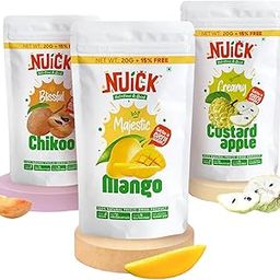NUICK Combo of Freeze Dried Mango, Chikoo and Custard Apple | Pack of 3 | 100% Natural fruit, No Preservative, No Added Sugar, Not Frozen | Nutritious and Crunchy Snacks-image-43