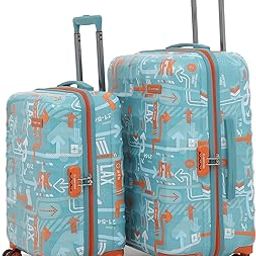 Jfk Trolley Bag Set Of 2 (S+M)|Hardsided Polycarbonate Cabin & Check-In Printed Trolley Bag|8 Wheel Speed_Wheel Suitcase For Men & Women|2000 Days Warranty (Teal Blue), 65.5 Centimeters-image-59