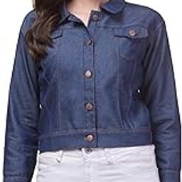 Full Sleeve Blue Solid Women's Denim Jacket (in, Alpha, M, Regular, Dark Blue Plain)-picture-52