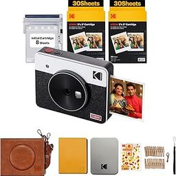 KODAK Mini Shot 3 Retro 4PASS 2-in-1 Instant Camera and Photo Printer (3x3 inches) + 68 Sheets Gift Bundle, White-16