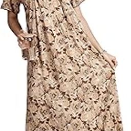 Women's Rayon Front Open and Side Pocket Maxi Nighty Nightdress-image-28