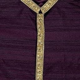 Pulse Weaves Men's Unstitched Premium Kurta Fabric Set, Poly Raw Silk with Santun Silk, 3 Meters, Wine, Up to 5XL-image-67