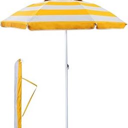 Stripe Garden Umbrella Big Size 8ft Heavy Duty Garden Patio Outdoor Umbrella for Rain & Sun Stripe Design Colorful Garden Umbrella (Yellow) (8ft/48in)-13