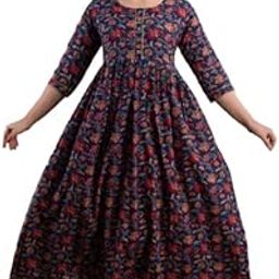 Women's Cotton Floral Printed Anarkali Maternity Feeding Kurti (Multi Color-XL)-image-13