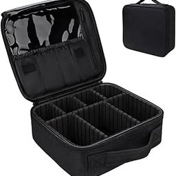 JUDEE Professional Makeup Train Case Cosmetic Toiletry Bag Travel Organizer Make up Artist Master Waterproof Case Portable Storage with Adjustable Dividers Accessories Tools Brushes Pouch(Black)-picture-52