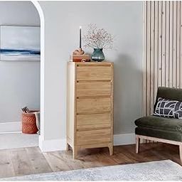 HOME NEST FURNITURE Solid Wood Wooden Chest of Drawers with 5 Drawer Storage | Multipurpose Storage Cabinet Rack for Bedroom Home Living Room (Teak Finish)-image-10