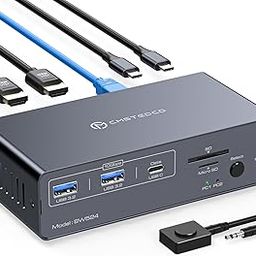 USB C Thunderbolt 3 KVM Switch for Laptop with Dual HDMI Monitor 4K60Hz 12 in 1 USB C HUB with 10Gbps USB 3.2 Ports 1000Mbps Ethernet Port for Dell XPS,HP, Lenovo,etc-30