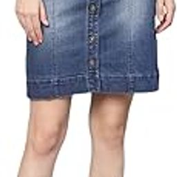 Denim Blue Washed Short Skirt-image-18