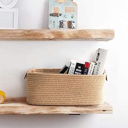F R Creation Jute Cotton Storage Gift Basket, Rectangle case for Closet, Packing, Wedding Organizer Box Jute Basket Handwoven Eco-Friendly Basket Bins Organizer (10X6X4 INCH) Beige-image-92