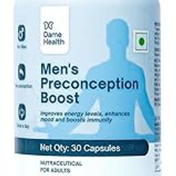 DAME HEALTH MEN’S PRECONCEPTION BOOST | ZINC + FOLIC ACID + TRIBULUS + GINSENG + MORINGA | BOOSTS ENERGY, HORMONES & STAMINA | DAILY PRE-CONCEPTION SUPPORT FOR MEN | ANTIOXIDANT RICH | 30 VEG CAPS-30