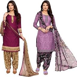 Women's Crepe Dress Material Set for Women | Unstitched Printed Fabric for Kurta Bottom & Dupatta (Pack of 2)-picture-26