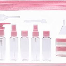 INOVERA (LABEL) 10 Pcs Travel Toiletry Bottles Kit - Refillable Spray Bottle - Cosmetic Containers for Shampoo, Body Lotion, Cream - Travelling Toiletries Container Set (Pink)-49