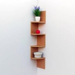 WOLD EXPORT Zigzag Corner Wall Mount Shelf Unit/Racks Zigzag Wooden Corner Shelf - Stylish Wall-Mounted Rack for Home Decor and Organization (Light Brown)-image-16