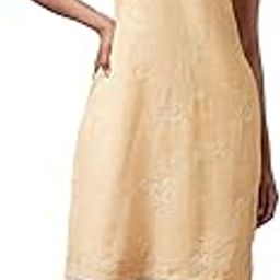 Women's Light Orange Cotton Sleeveless Dress with Floral Print Above The Knee-image-54