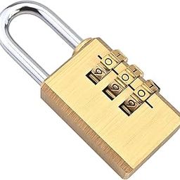 JUSTAKEIT Digit Number Locks for Luggage Bag Travelling Password Locks Combination | Padlock Lock for Home/Shop/Office/Store/Farmhouse Luggage Lock | Luggage Bag (Golden-3DLock)-1
