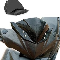 Yobbo Universal Front JB Racing Small Windscreen Windshield Deflector Wind Sheld Protector Kit Touring Bolt Visor with Hole Unbreakable Fibre Glass Bike Styling Fairing Headlight Screen Shield-5