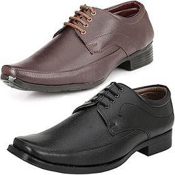 Fashionable Trendy Formal Shoes/Party Shoes/ 2 Shoes Combo with Free Belt for Men and Boys (BAZAAR9001_VTR002-Bdr-Blk005-Bdr-Brwn-1-Brwn) Multicolor-image-116