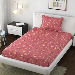 Lunar Days Rose 160 TC Printed Single Bedsheet with 1 Pillow Covers |Flat bedsheet Breathable & Wrinkle of Size is 228x152 cm.-image-21