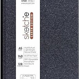 Anupam Earth Sketche Drawing Book A5 | 100% Recycled Hardbound Cove Book | 140 GSM | Acid Free 65 Sheets / 128 Pages | Drawing Sketchbook for Artists and Students | for Dry Techniques-9