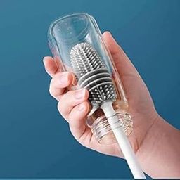 ZEEL Fashion Silicone Baby Bottle Cleaning Brush with Long Handle (Grey).-image-21