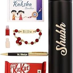 ATRUM SHUTRUM Personalized rudraksha Rakhi Bracelet with Name, Radha Bracelet for Brother, Customized ID Bracelet with Rudraksha Beads, Gold-image-20