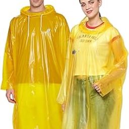ECOLEX Unisex Raincoat for Women Men Waterproof Yellow 2 Psc | Full Sleeves Rain Coat Hooded for Girls Boys | Raincoat for Camping Hiking & Travelling trekking-image-22