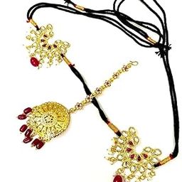 brass kundan mattha patti tikka set BGMP1560-image-89