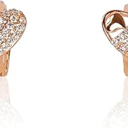 18k Rose Gold Plated Clip On Hoop Earrings,Stylish Women Earrings, Latest Fancy Zircon Copper Bali Earrings for Women and Girls (Butterfy)-image-62