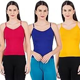 KOKHILA Women Multicolor Solid Cotton Camisole (Pack of 5)-image-97